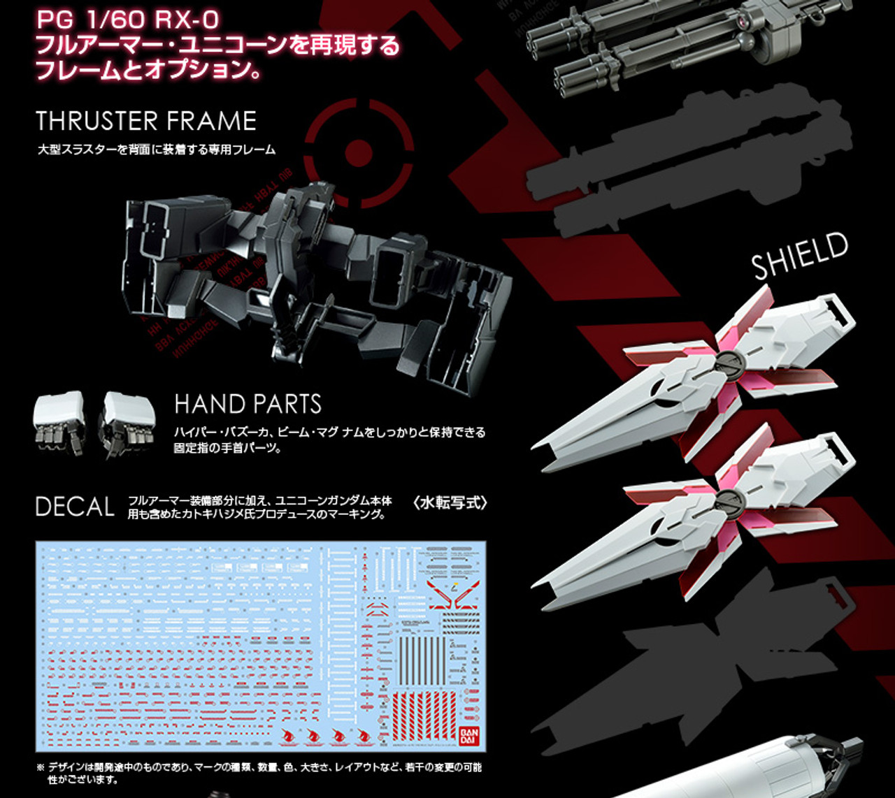 PG 1/60 FA Expansion Unit for RX-0 Unicorn Gundam Plastic Model