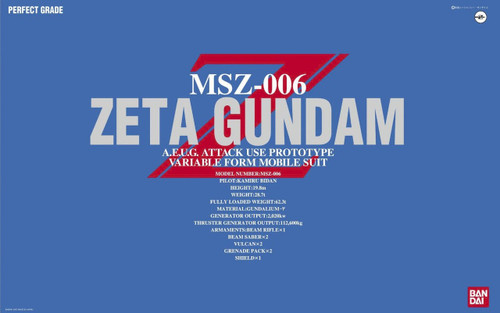 PG 1/60 MSZ-006 ZETA Gundam Plastic Model