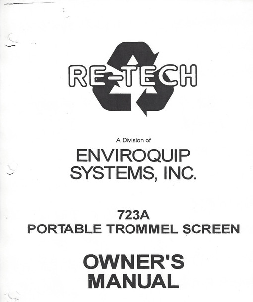 Re-Tech 723a Trommel Screen Manual