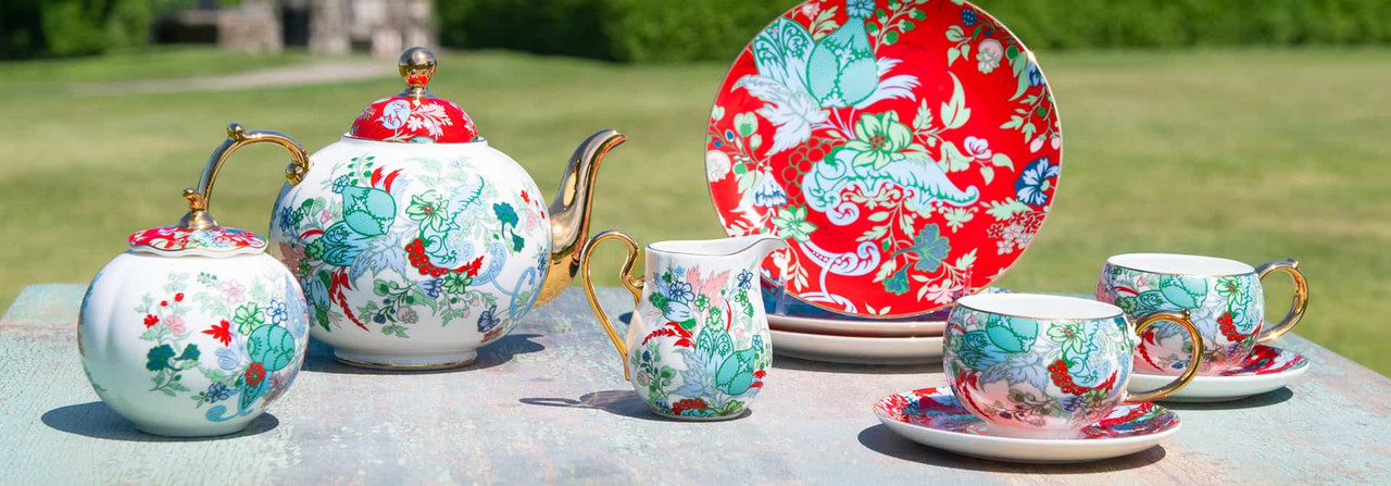 Rosalind China Collection on table Newport Chinese Teahouse  grounds