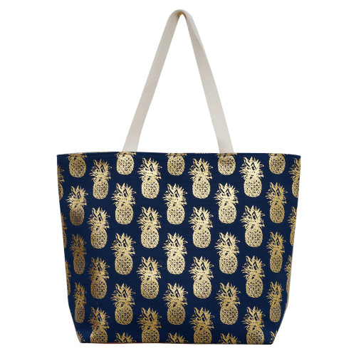 Gold Pineapple Tote Bag - Navy