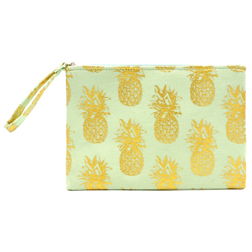 Gold Pineapple Cosmetics Pouch - Mint Green