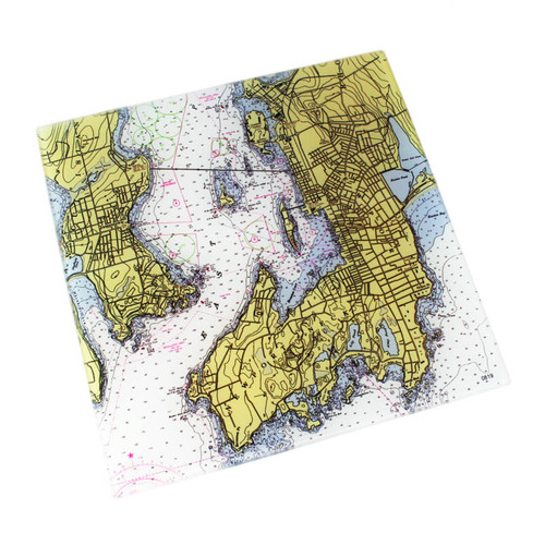 newport nautical chart glass cutting board