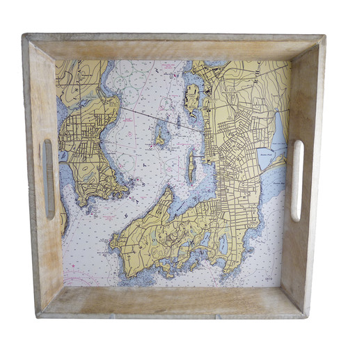 newport nautical map serving tray
