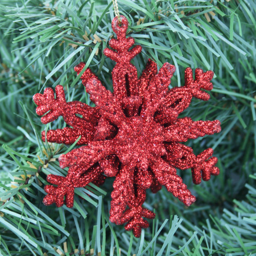 Red Glitter Snowflake Ornament