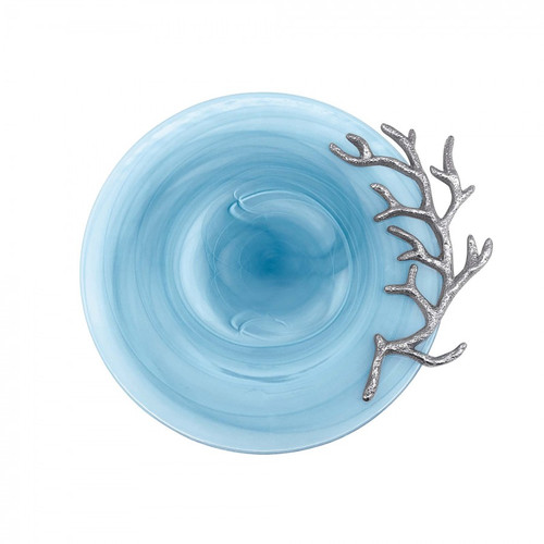 Coral Relief Aqua Alabaster Platter
