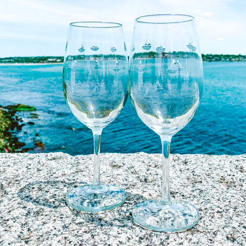sailboat sailing wine glasses