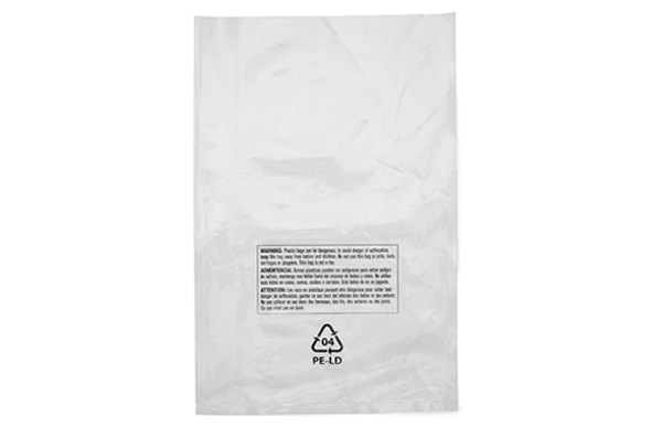 Pre Printed Layflat Bags Clear 1 - 1.5 Mil Suffocation Warning