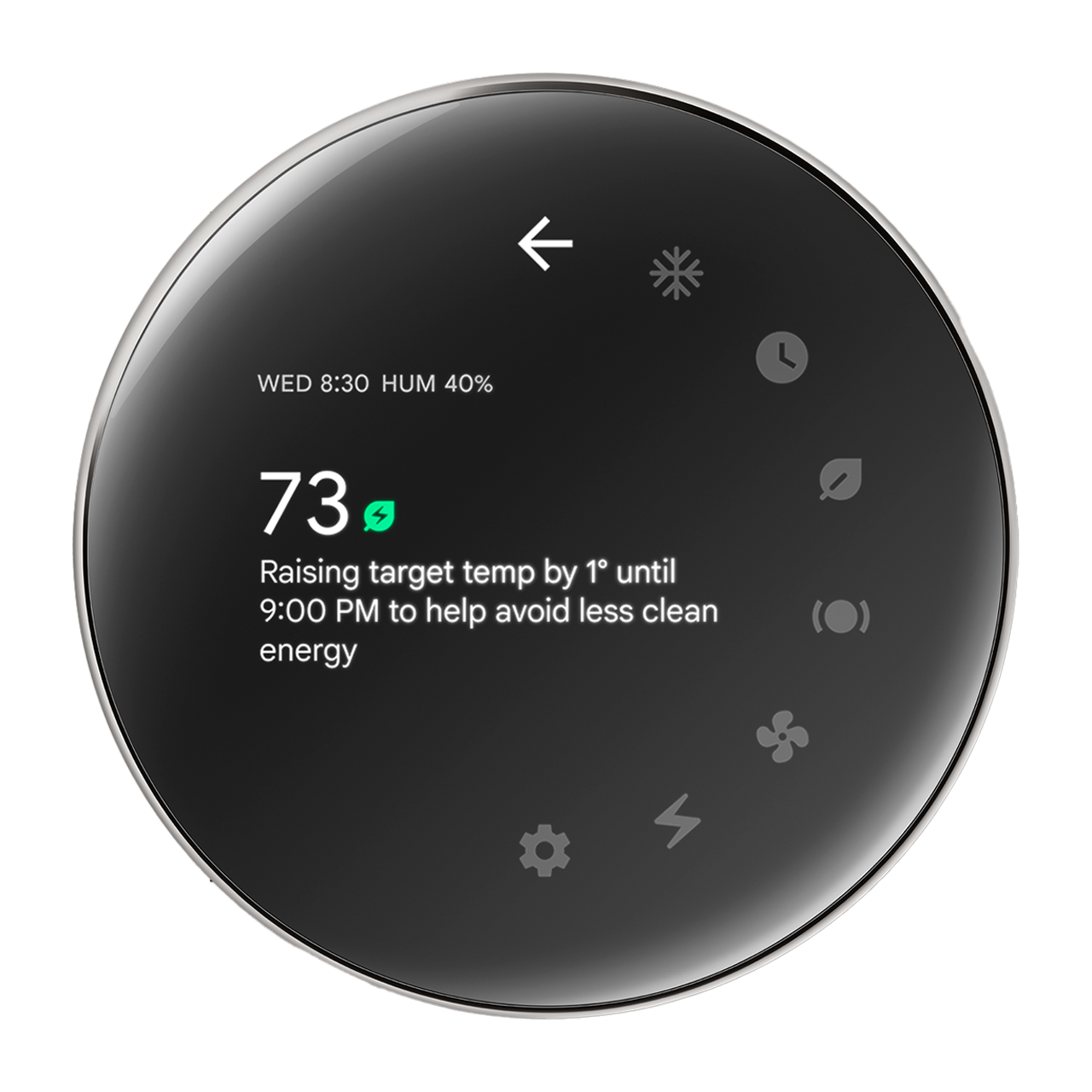 nest learning thermostat with 73 degree temp displayed