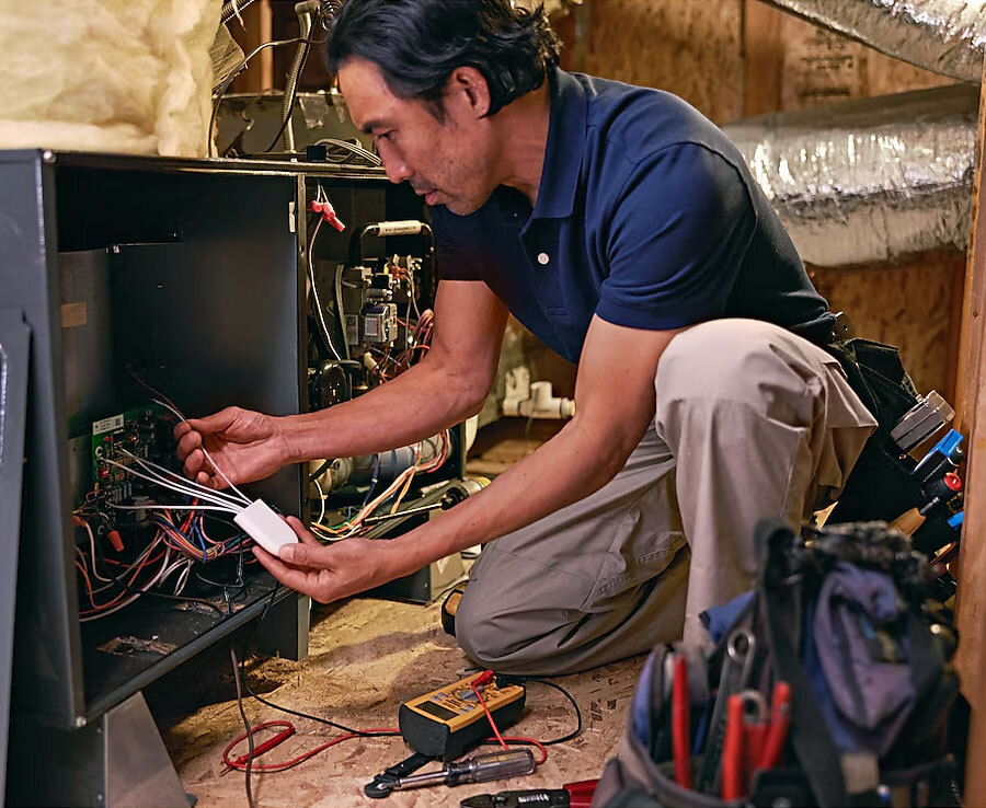 Man installing nest power connector