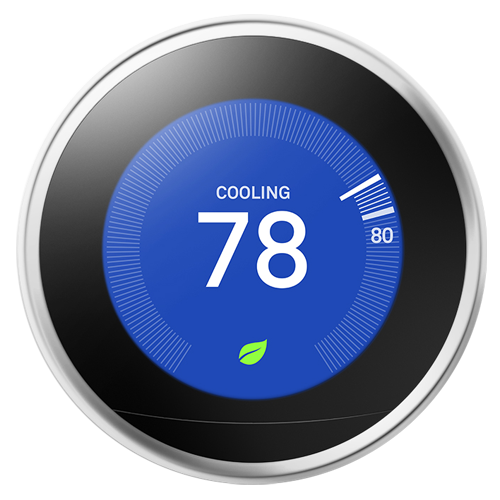 Nest learning thermostat set to 78 degrees cooling