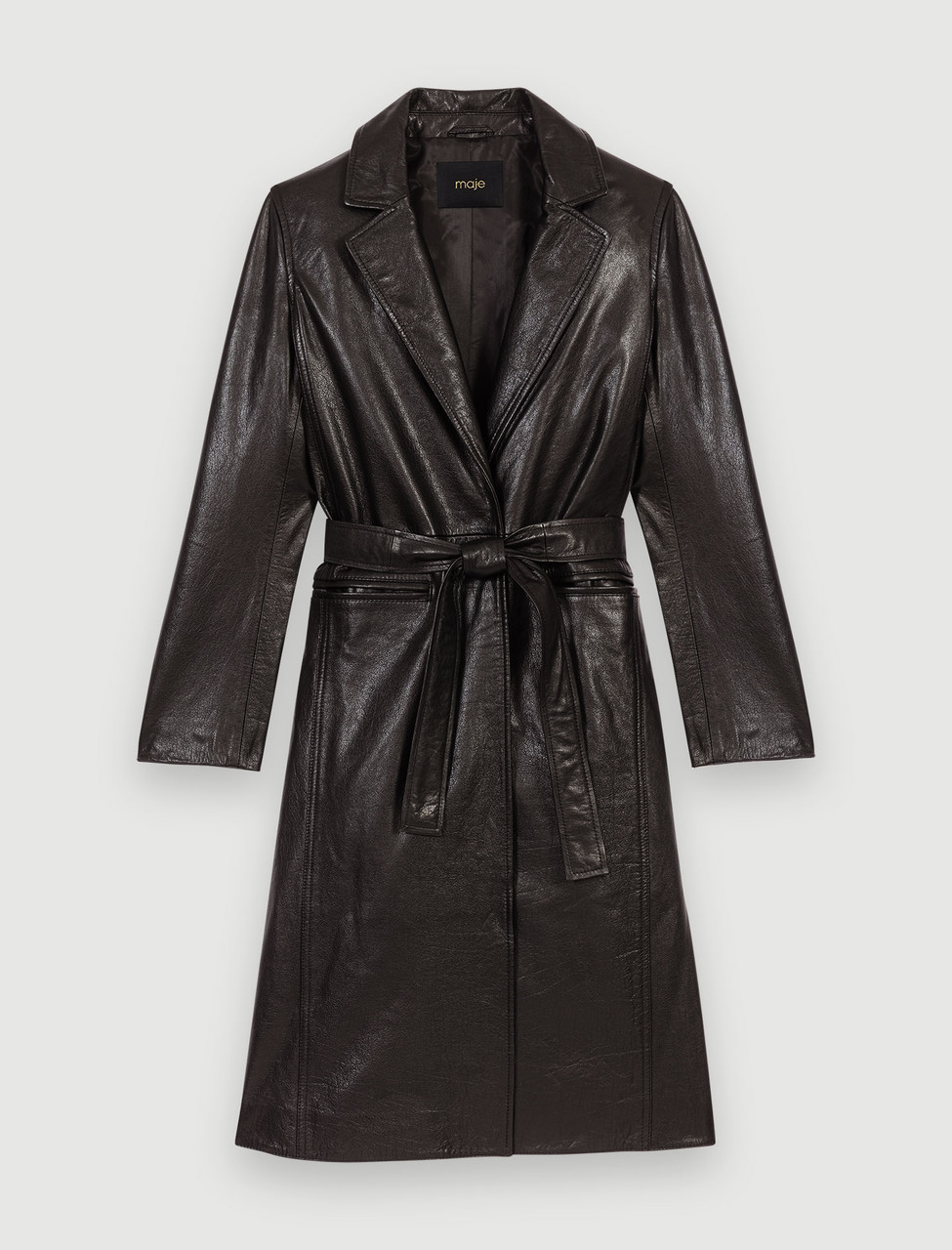 Black leather trench | Maje