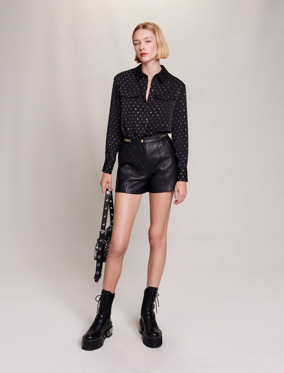 Straight Leather Shorts | Maje