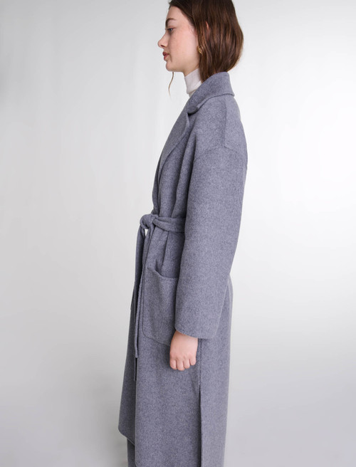Long double faced coat with belt - Grey Long double faced coat with belt - Grey