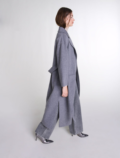 Long double faced coat with belt - Grey Long double faced coat with belt - Grey