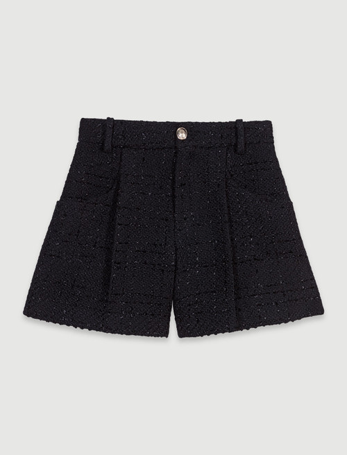Tweed glittery shorts - Black