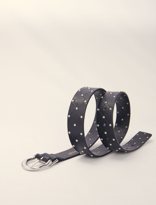 Quilted leather belt - Black Quilted leather belt - Black
