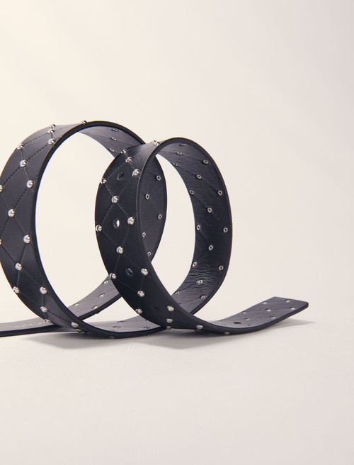 Quilted leather belt - Black Quilted leather belt - Black
