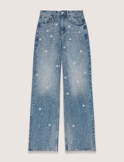 Wide leg embroidered jeans - Blue