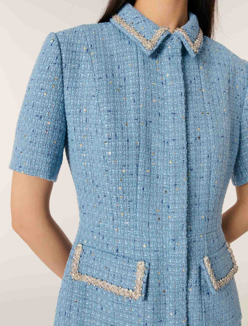 Sequin tweed short dress - Blue Sequin tweed short dress - Blue