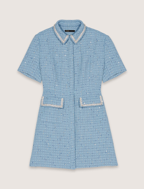 Sequin tweed short dress - Blue Sequin tweed short dress - Blue