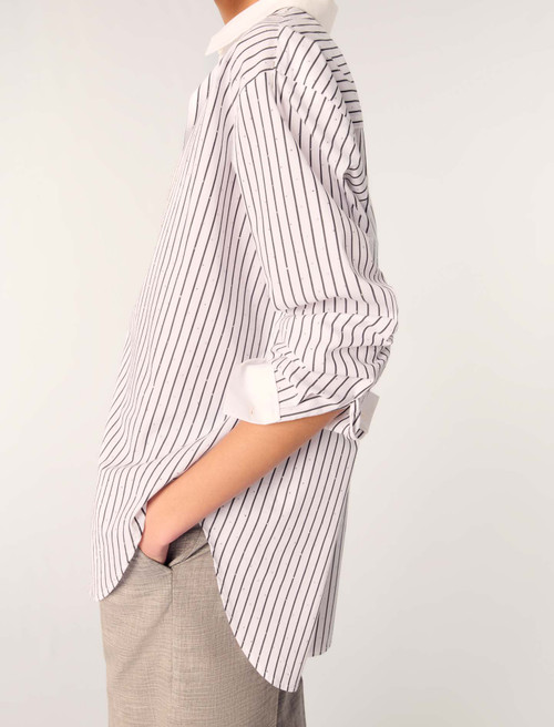 Rhinestone striped shirt - White Rhinestone striped shirt - White