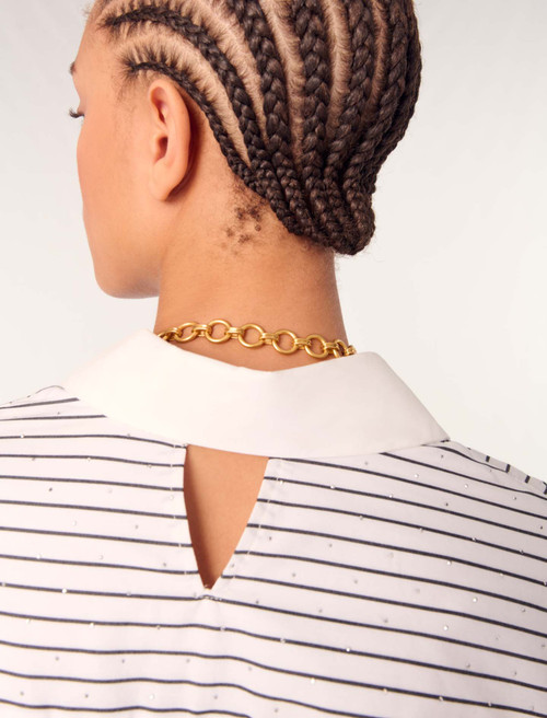 Rhinestone striped shirt - White Rhinestone striped shirt - White