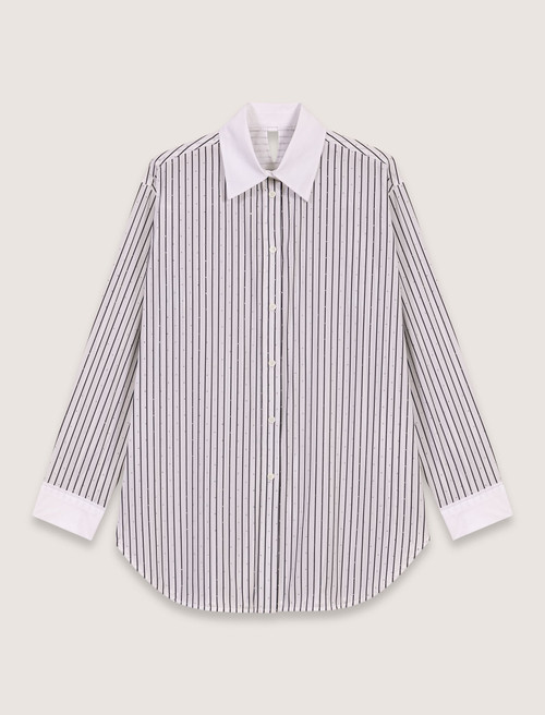 Rhinestone striped shirt - White Rhinestone striped shirt - White