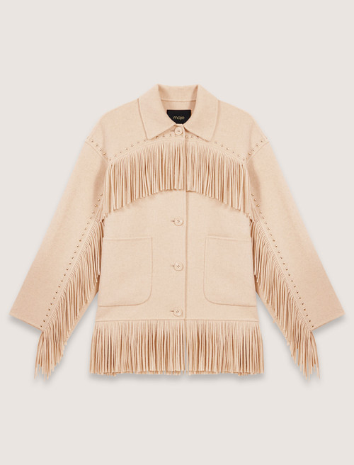 Double breasted fringed coat - Beige Double breasted fringed coat - Beige