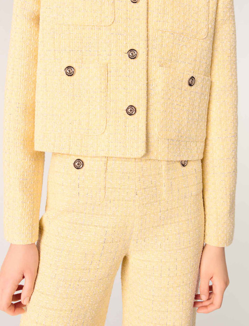 Straight leg tweed/lurex trousers - Yellow Straight leg tweed/lurex trousers - Yellow