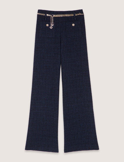Tweed trousers with chain belt - Navy