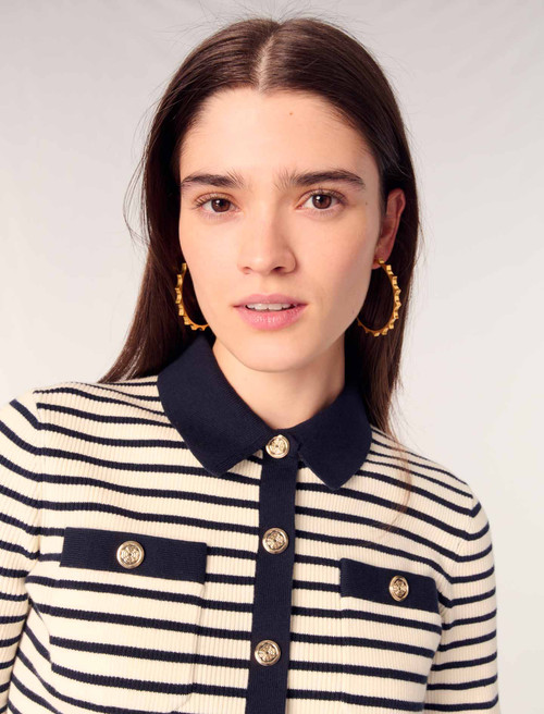 Cropped rib knit cardigan - Navy Cropped rib knit cardigan - Navy