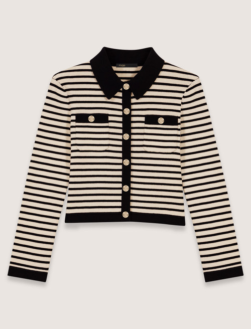 Cropped rib knit cardigan - Navy Cropped rib knit cardigan - Navy