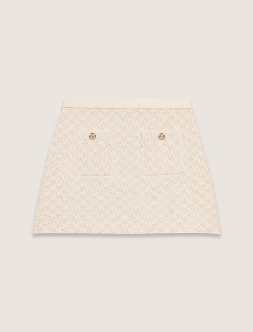 Tweed effect knitted skirt - Ecru