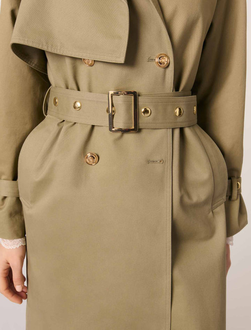 Removable collar stud trench coat - Green Removable collar stud trench coat - Green