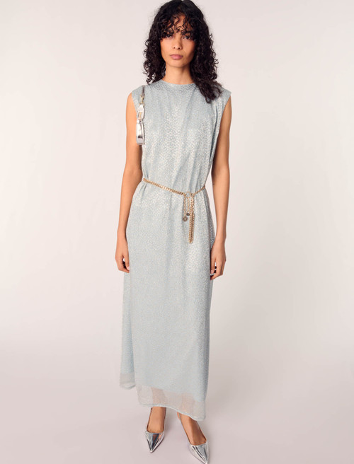 Lurex cape maxi dress - Blue
