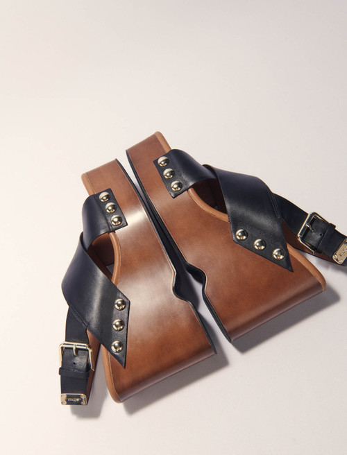 Leather platform sandals - Black