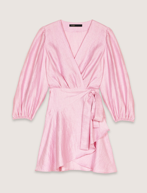 Linen wrap dress - Pink Linen wrap dress - Pink