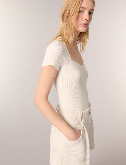 Tweed and lurex shorts - Ecru Tweed and lurex shorts - Ecru