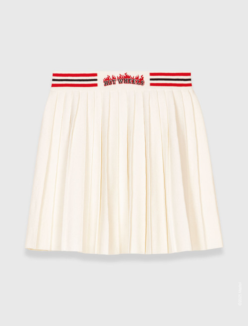 Short pleated knitted skirt - White