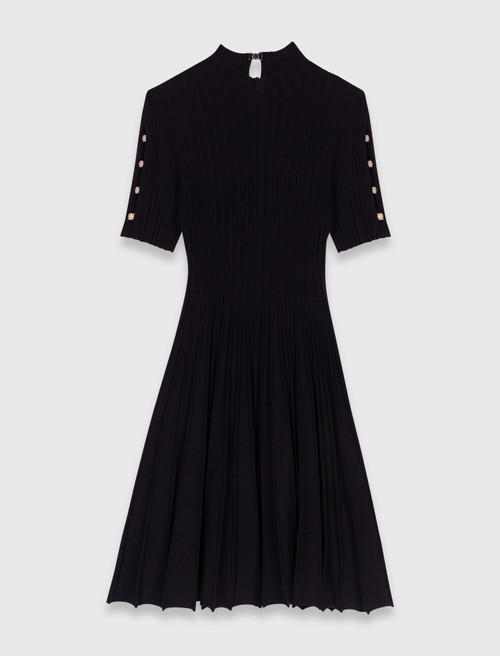 Knit short dress - Black