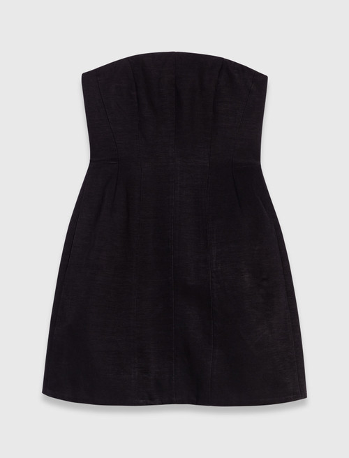 Short strapless linen dress - Black