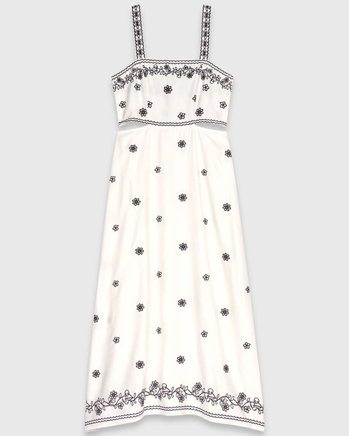 Embroidered cut out maxi dress - Ecru