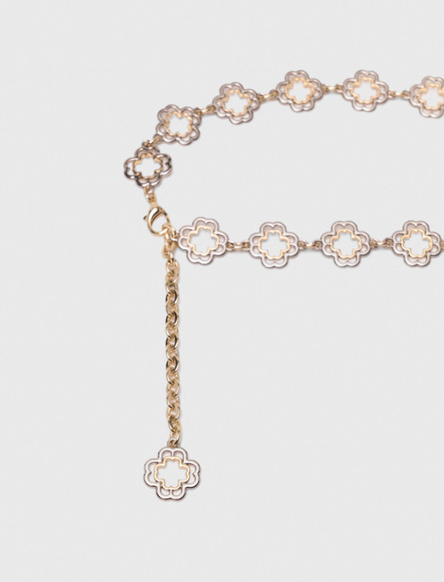 Two tone Clover chain belt - Silver Two tone Clover chain belt - Silver