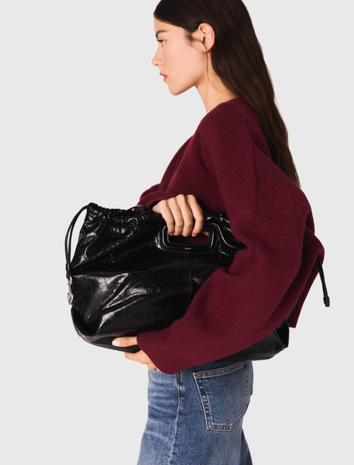 Cropped wool blend cardigan - Bordeaux