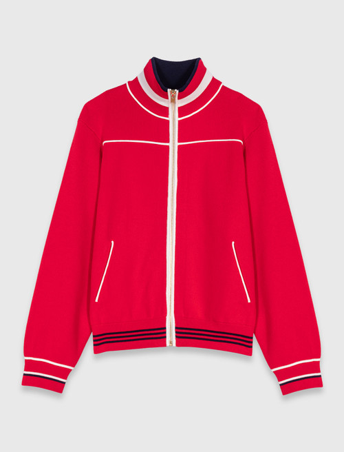 Zipped cardigan with elastic waist - Red