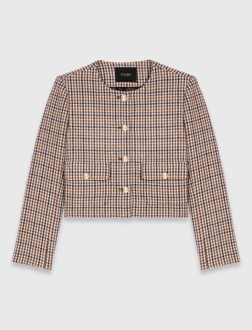 Short checked jacket - Beige