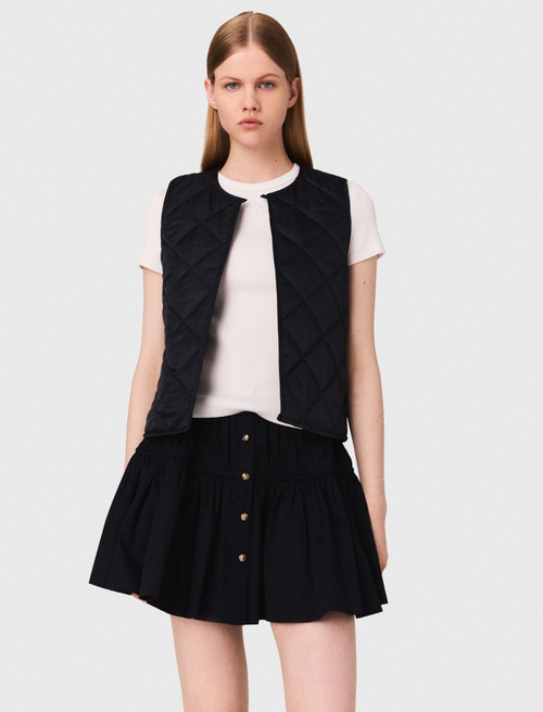 Cropped velvet collar jacket - Navy