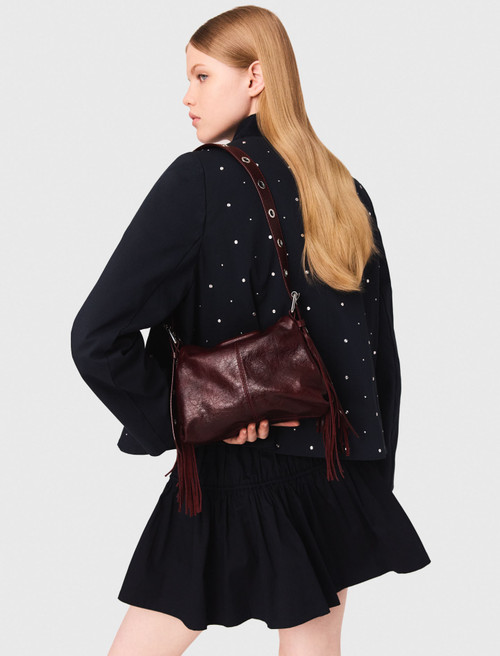 Cropped velvet collar jacket - Navy