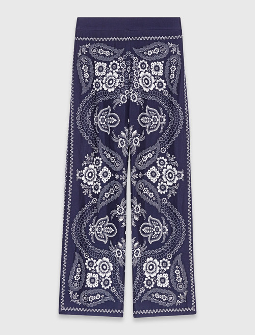 Flowing paisley print trousers - Navy